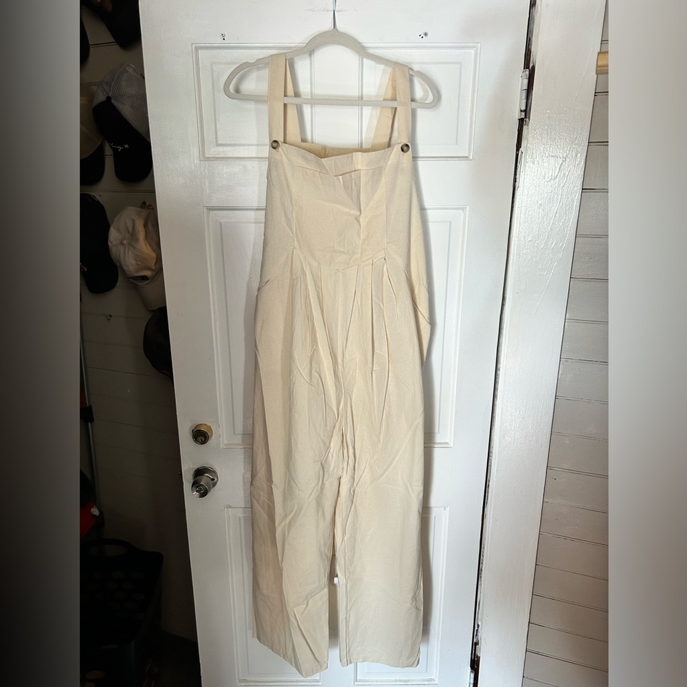 PLUS SIZE cream-colored overalls